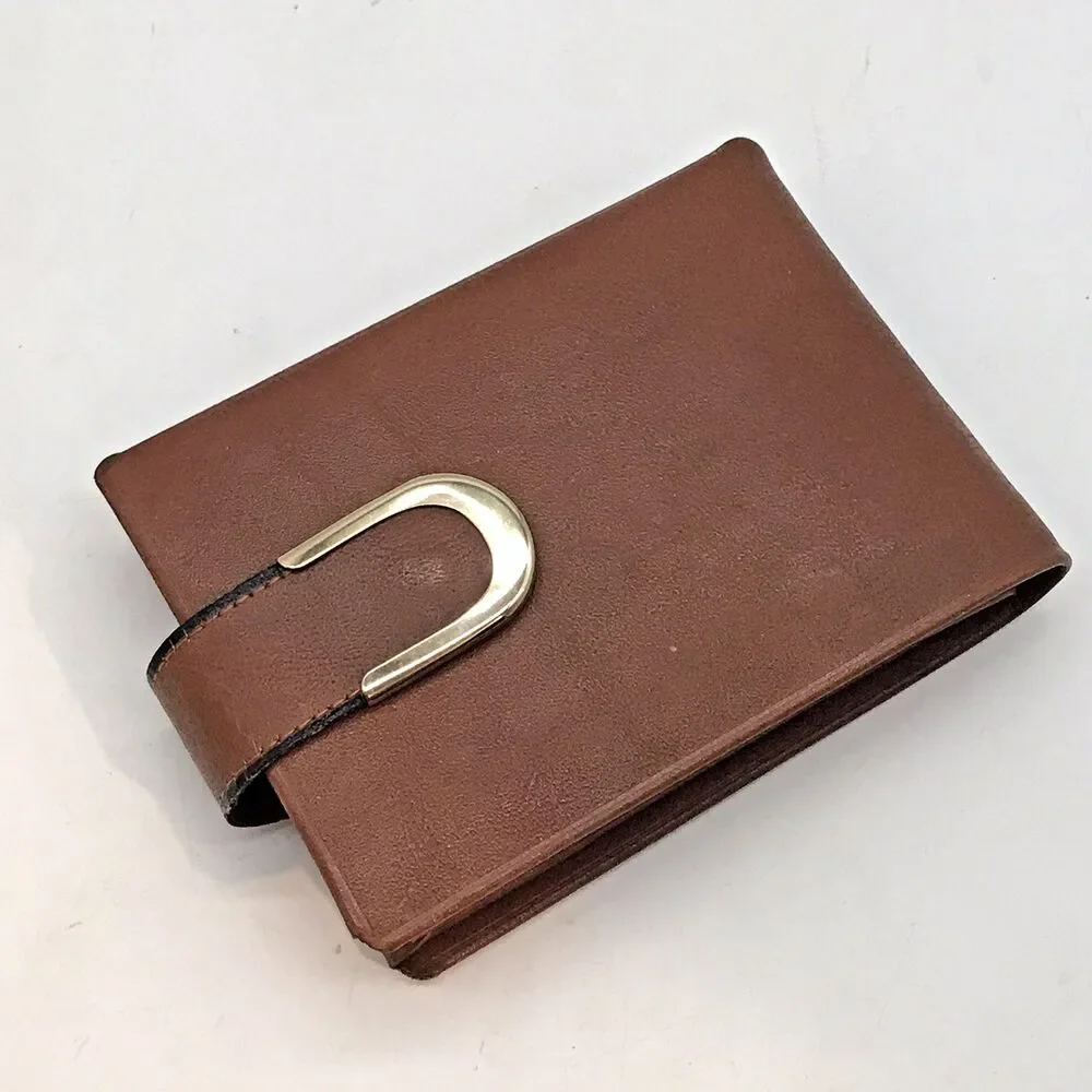 Vintage Buxton Convertible Cognac Leather Bifold Wallet Men's Brown Billfold NOS